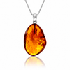 925 Sterling Silver & Genuine Cognac Baltic Amber Exlusive Unique Pendant - C-PD-168