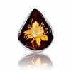 925 Sterling Silver & Genuine Baltic Amber Carved Rose Cameo Adjustable Ring - CMR005