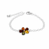 925 Sterling Silver & Baltic Amber Modern Flower Adjustable Bracelet - AXB3