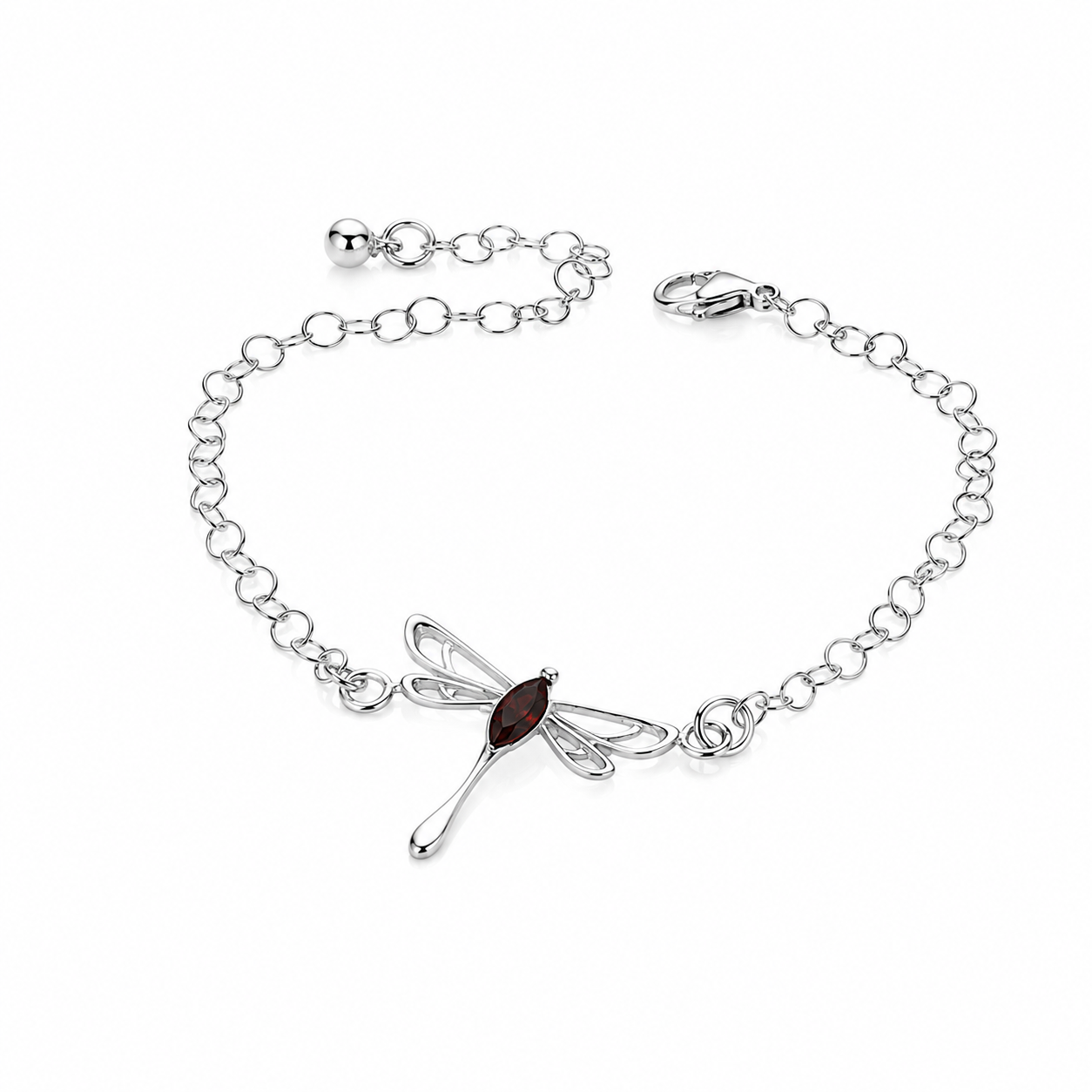 925 Sterling Silver & Baltic Amber Modern Dragonfly Adjustable Bracelet - AXB1