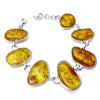 925 Sterling Silver & Genuine Cognac Baltic Amber Exclusive Link Bracelet with extender - BT178