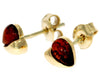 Load image into Gallery viewer, Genuine Baltic Amber and 9ct Gold Studs Heart Earrings - GE003