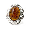 925 Sterling Silver & Genuine Baltic Amber Classic Designer Ring - K400