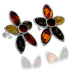 925 Sterling Silver & Genuine Multi-Stone Baltic Amber Studs Earrings - GL060
