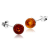 Load image into Gallery viewer, 925 Sterling Silver &amp; Genuine Baltic Amber Classic Ball Studs Earrings - GL079