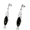 925 Sterling Silver & Genuine Baltic Amber Celtic Drop Earrings - GL1025