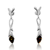 Load image into Gallery viewer, 925 Sterling Silver &amp; Genuine Baltic Amber Celtic Drop Earrings - GL1028