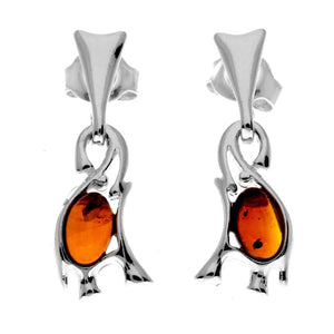 925 Sterling Silver & Baltic Amber Elephant Stud Earrings - GL176