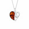 925 Sterling Silver & Baltic Amber Modern Heart Pendant - GL2015