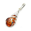 925 Sterling Silver & Genuine Baltic Amber Teardrop Modern Pendant - GL210