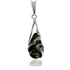 925 Sterling Silver & Genuine Baltic Amber Teardrop Modern Pendant - GL210