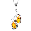 Load image into Gallery viewer, 925 Sterling Silver &amp; Genuine Baltic Amber Large Modern 2 Stones Pendant - GL218