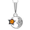 925 Sterling Silver & Baltic Amber Moon and Star Pendant - GL293