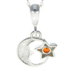 925 Sterling Silver & Baltic Amber Moon and Star Pendant - GL293