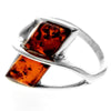 925 Sterling Silver & Genuine Baltic Amber Modern Designer Ring - GL416