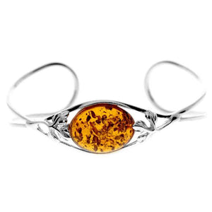 925 Sterling Silver & Baltic Amber Bangle - GL511