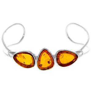 Beautiful Designer Silver Bangle with 3 Baltic Amber Cabochons - GL526