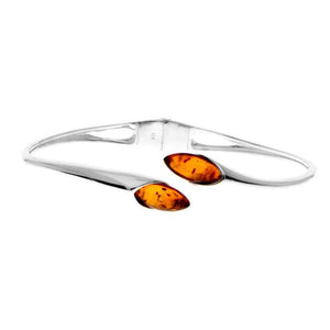 Beautiful Designer Silver Bangle with 2 Baltic Amber Cabochons - GL541