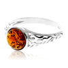 Load image into Gallery viewer, 925 Sterling Silver &amp; Genuine Baltic Amber Modern Designer Ring - GL754