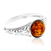 Load image into Gallery viewer, 925 Sterling Silver &amp; Genuine Baltic Amber Modern Designer Ring - GL754