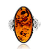 925 Sterling Silver & Genuine Baltic Amber Celtic Classic Ring - GL756