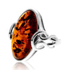 925 Sterling Silver & Genuine Baltic Amber Celtic Classic Ring - GL756