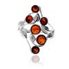 925 Sterling Silver & Genuine Baltic Amber Modern Multi-Stones Ring - GL758