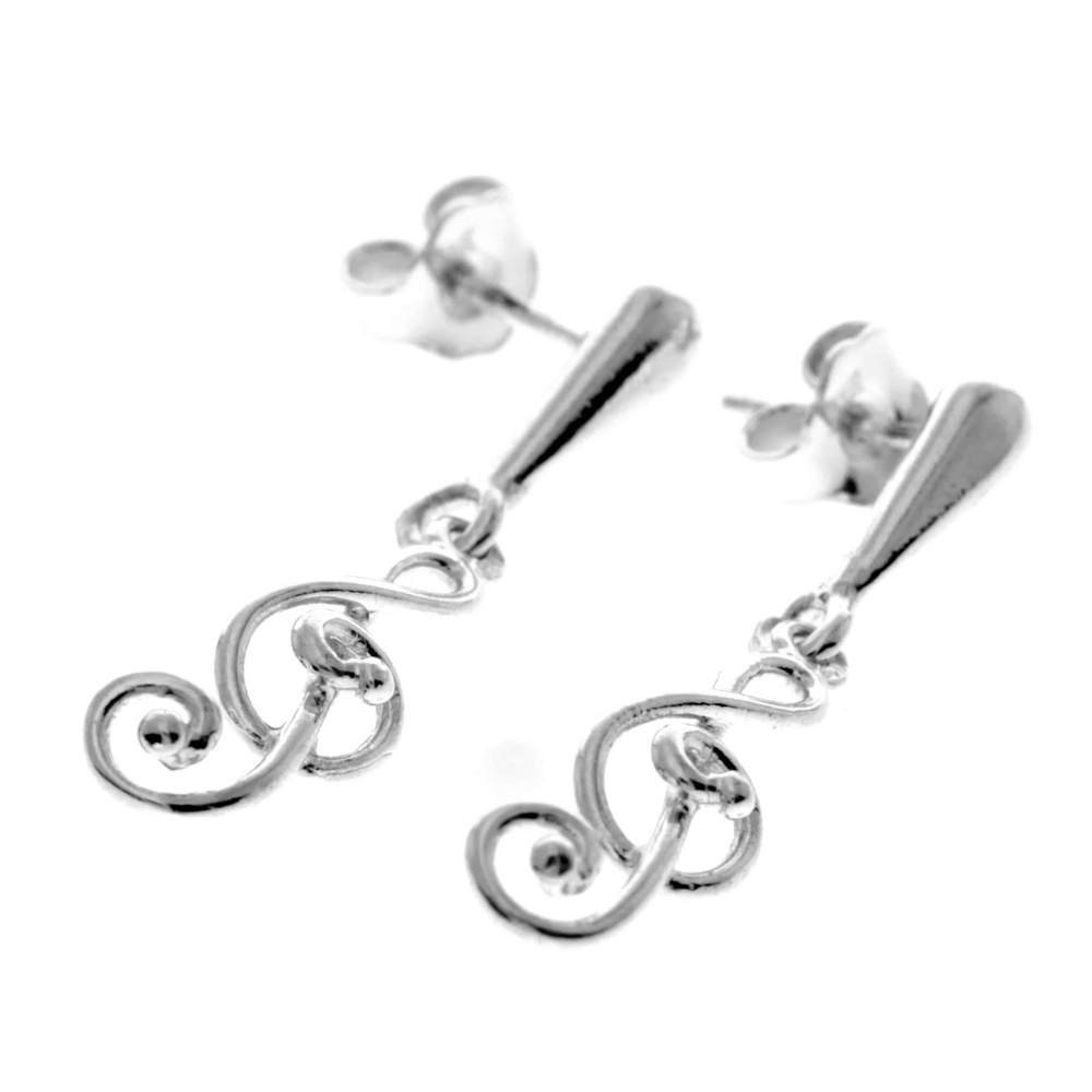 925 Sterling Silver Classic Drop Clef  Earrings - GS003