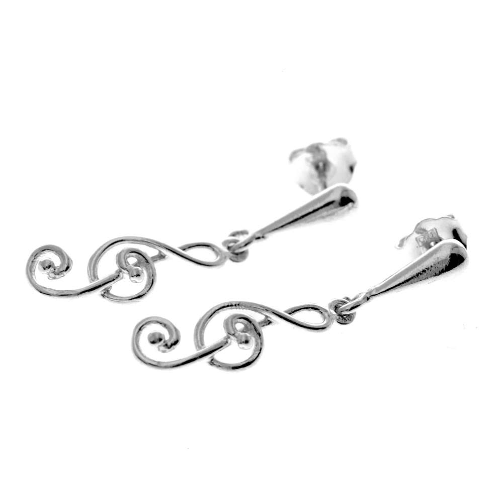 925 Sterling Silver Classic Drop Clef Earrings - GS003