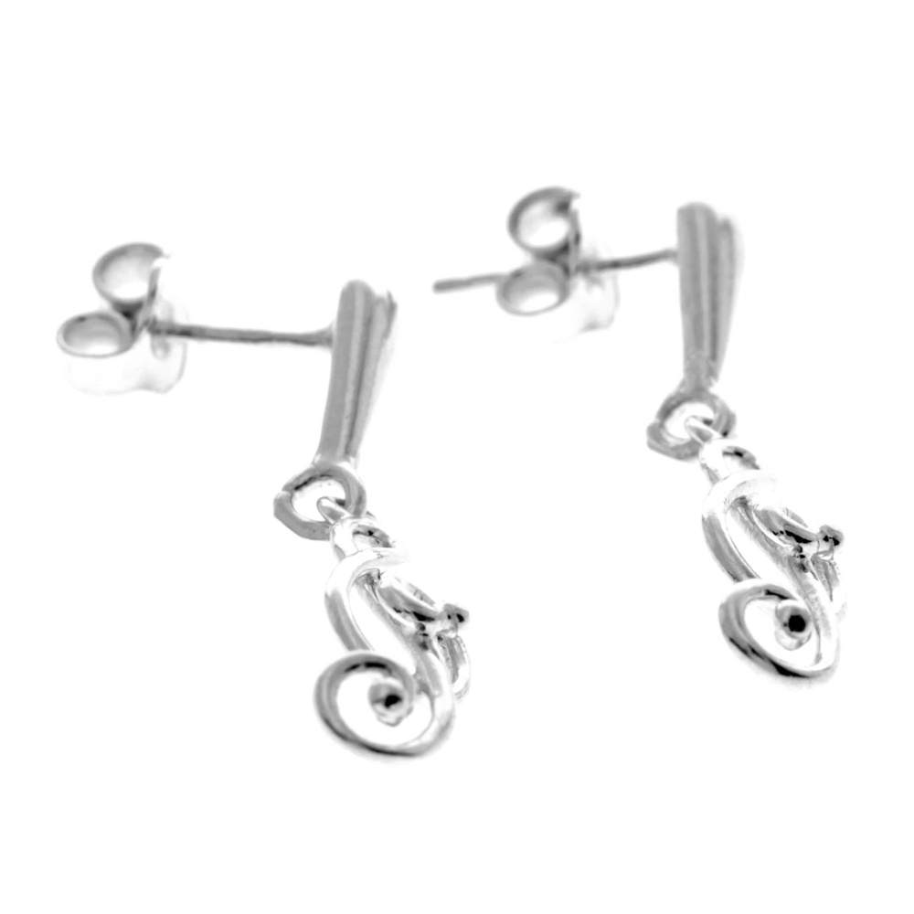 925 Sterling Silver Classic Drop Clef Earrings - GS003