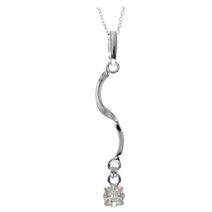 925 Sterling Silver &  with Cubic Zirconia's Modern Drop Pendant - GS209