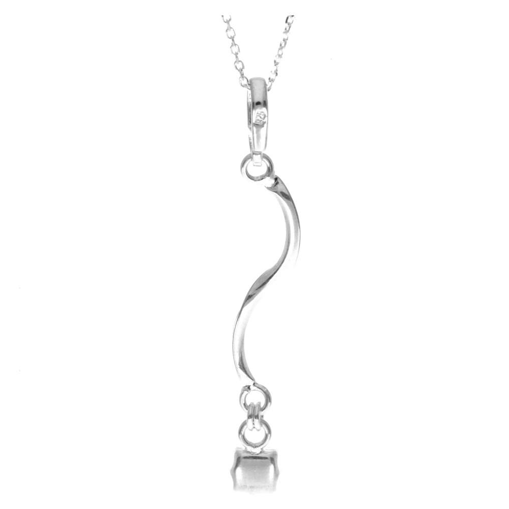 925 Sterling Silver &  with Cubic Zirconia's Modern Drop Pendant - GS209