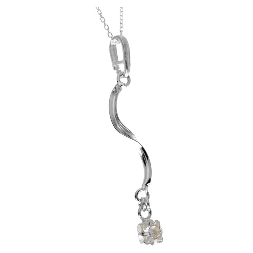 925 Sterling Silver & with Cubic Zirconia's Modern Drop Pendant - GS209