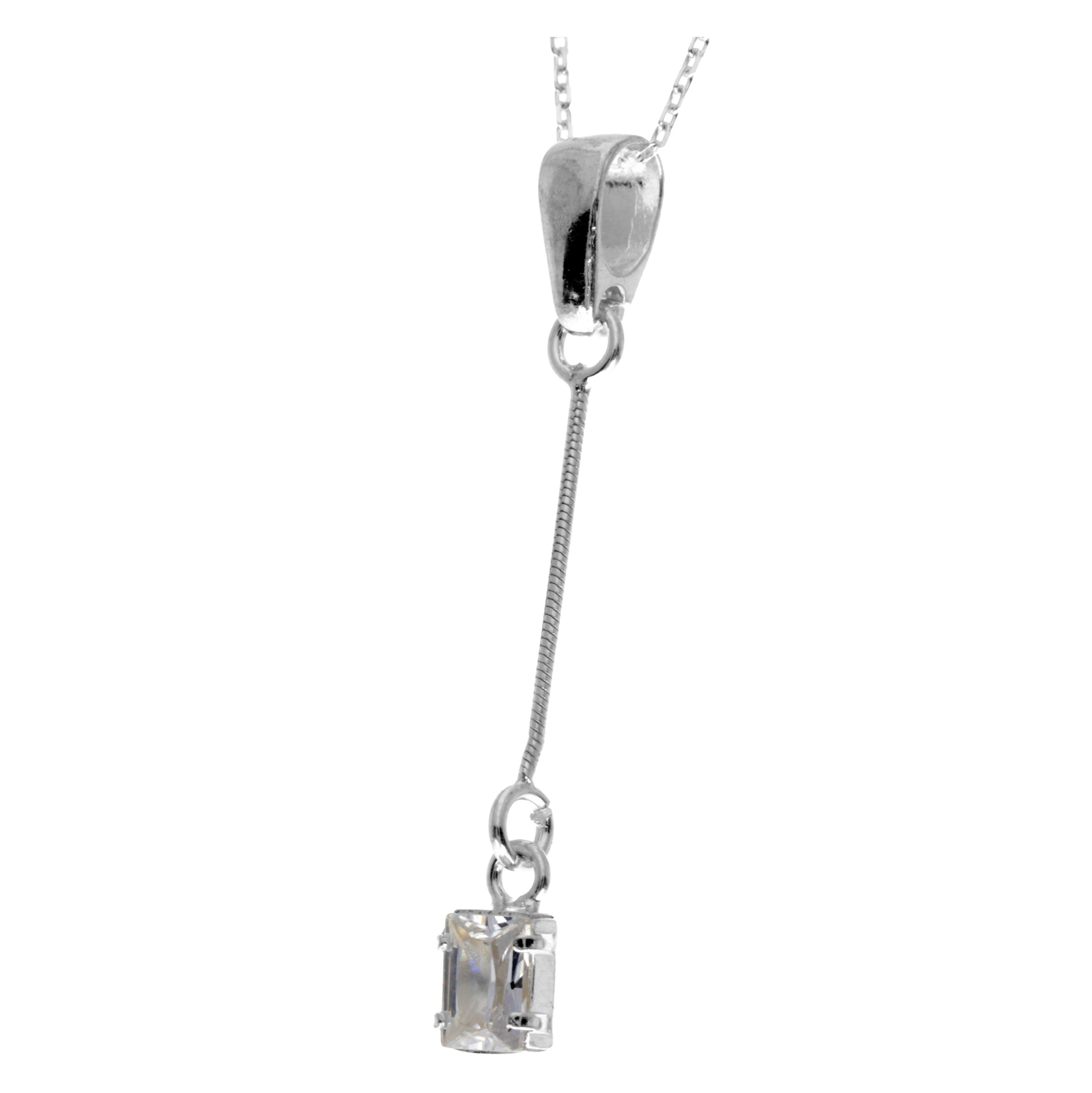 Sterling Silver &  with Cubic Zirconia's Modern Drop Pendant - GS210
