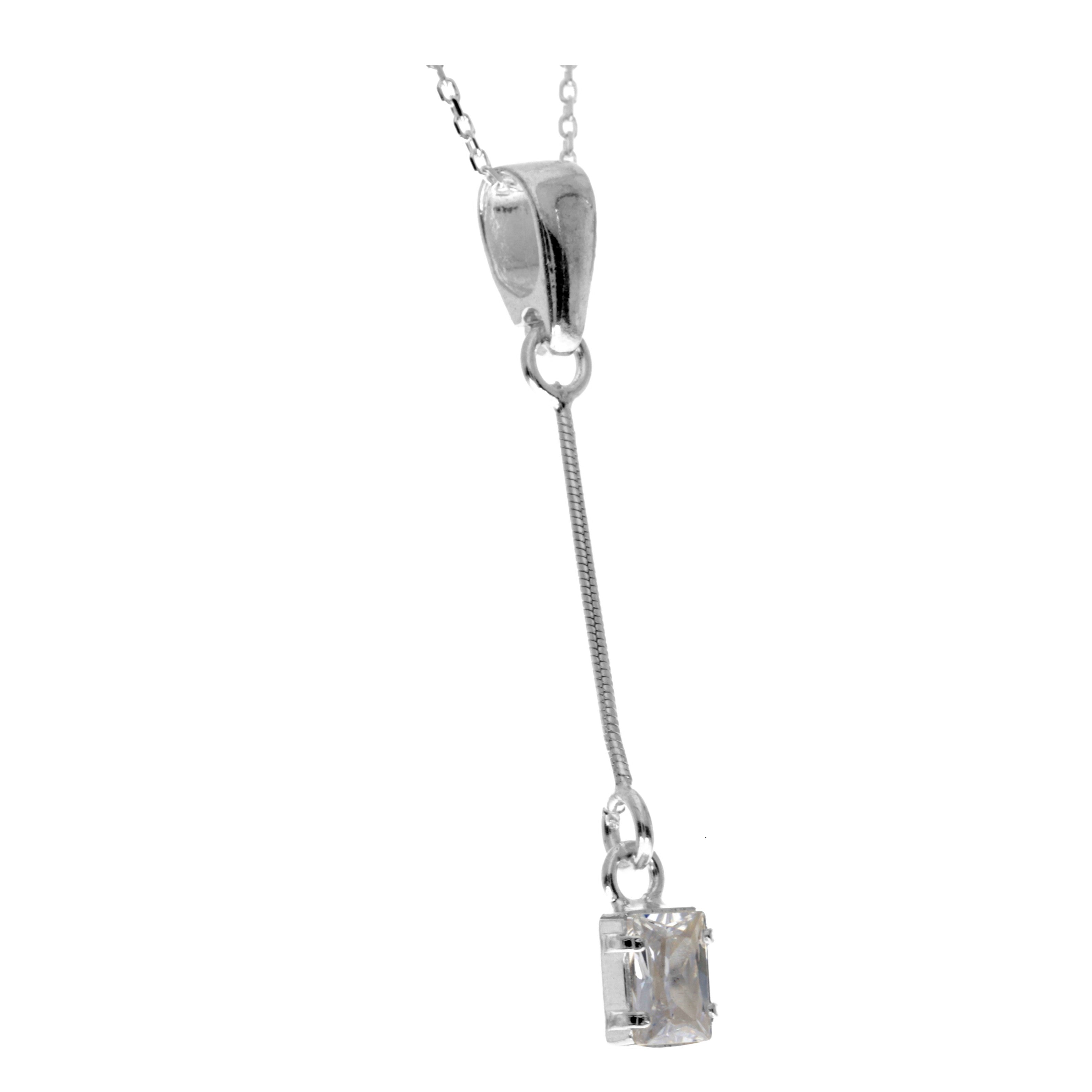 Sterling Silver &  with Cubic Zirconia's Modern Drop Pendant - GS210