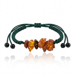 Handmade Natural Baltic Amber Chip Bracelet – Adjustable Macramé Rope Bracelet – J504