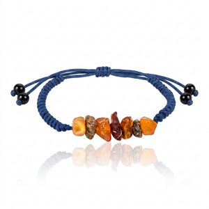 Handmade Natural Baltic Amber Chip Bracelet – Adjustable Macramé Rope Bracelet – J504