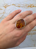 Load image into Gallery viewer, 925 Sterling Silver &amp; Genuine Cognac Baltic Amber Unique Exclusive Adjustable Ring - RG0758