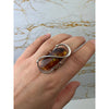 925 Sterling Silver & Genuine Cognac Baltic Amber Unique Exclusive Adjustable Ring - RG0766