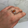 925 Sterling Silver & Genuine Oval Baltic Amber Celtic Large Ring - GL742
