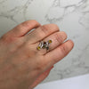 925 Sterling Silver & Genuine Baltic Amber Multi Stones Modern Ring - 7355