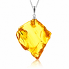 925 Sterling Silver & Genuine Cognac Baltic Amber Exlusive Unique Pendant - J-PD-43