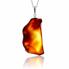 925 Sterling Silver & Genuine Cognac Baltic Amber Exlusive Unique Pendant - J-PD-45