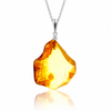 925 Sterling Silver & Genuine Cognac Baltic Amber Exlusive Unique Pendant - J-PD-50
