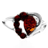 925 Sterling Silver & Genuine Baltic Amber Heart Designer Ring - M417