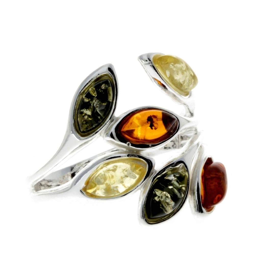 925 Sterling Silver & Baltic Amber Modern Ring - M723