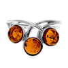925 Sterling Silver & Genuine Baltic Amber Modern Ring - M739