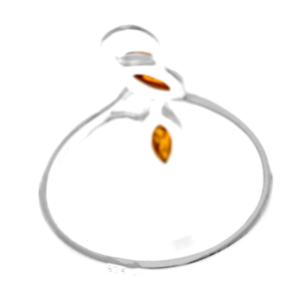 925 Sterling Silver & Genuine Baltic Amber Modern Ring - M740