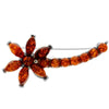 925 Sterling Silver & Genuine Baltic Amber Flower Brooch - M812