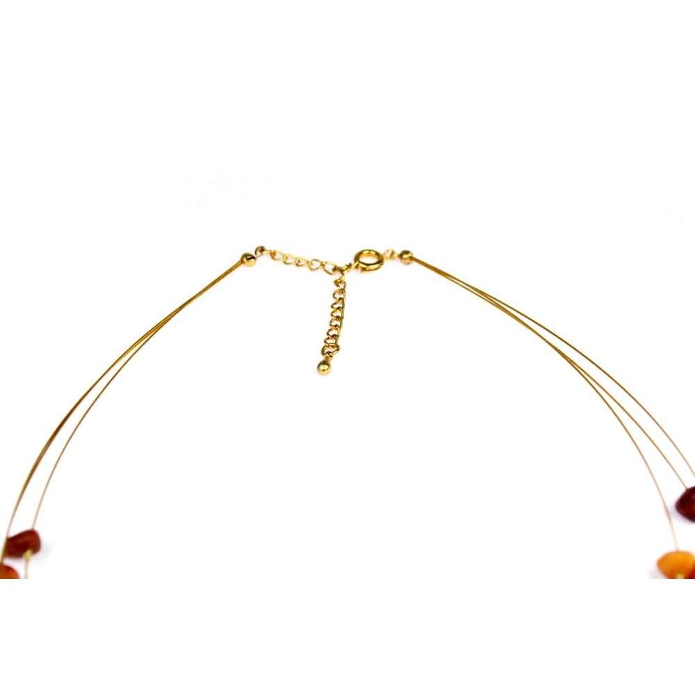 Genuine Raw Cognac Baltic Amber Beads Necklace on Stainless Steel - NE0097
